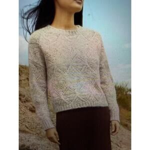 Poetry Pointelle Crewneck Sweater Alpaca & Pima Cotton Size 10